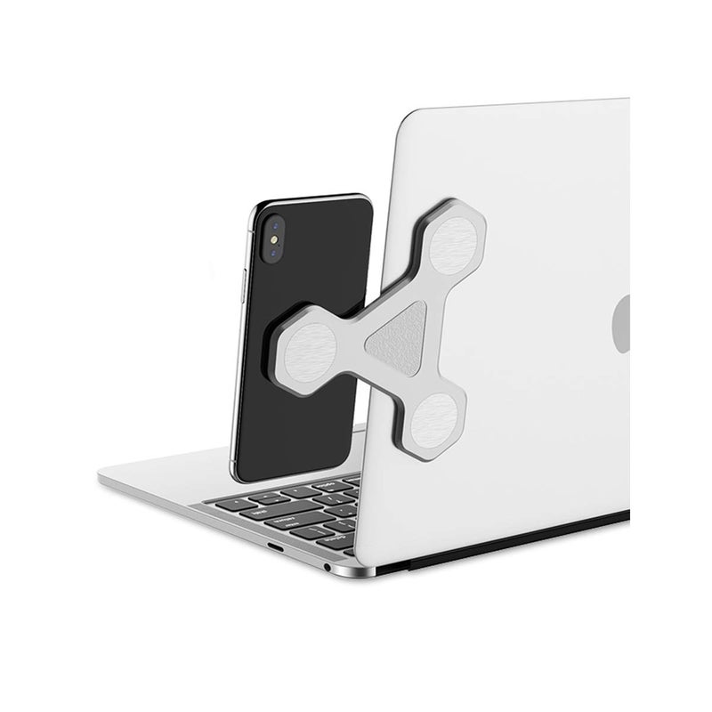xcivi Monitor Side Mount Magnetic Bracket - Laptop Duo Screen Mount & Smartphone Holder (Silver) - Image 1